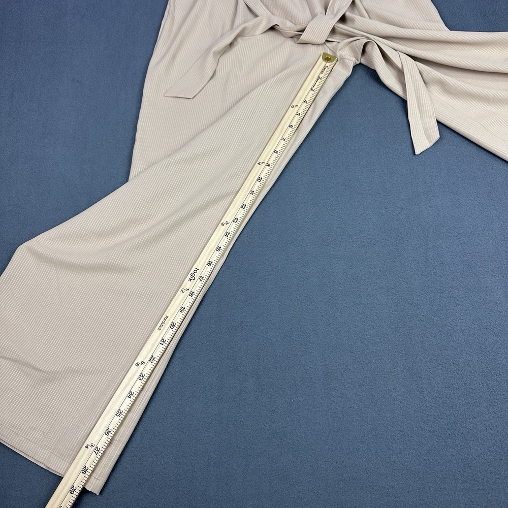 Unbranded Women's Beige Wide Leg Pants M High Rise Tie Waist Pull On - Picture 2 of 7